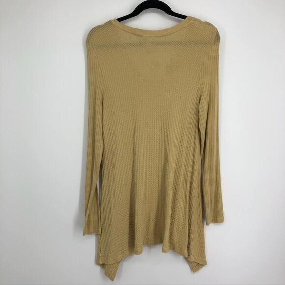 Knox Rose Yellow Thermal Waffle Knit Tunic Top Long Sleeve Womens XL - Picture 5 of 7